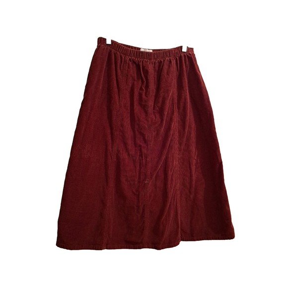 Cabin Creek Corduroy Midi Skirt  Women's Petite 12P Red Wine Modest No Slit - Picture 1 of 5